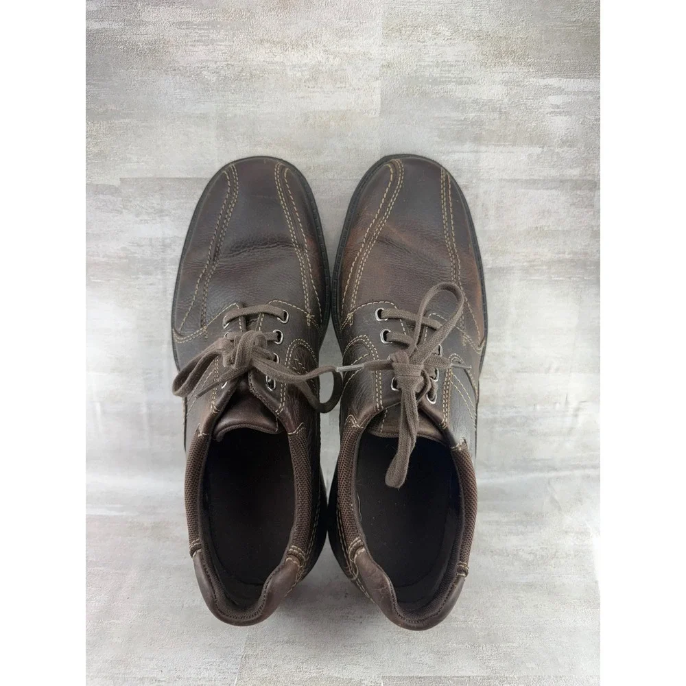 Clarks Men Dark Brown Leather Bicycle Toe Oxford Shoes 26103260 Size 11M